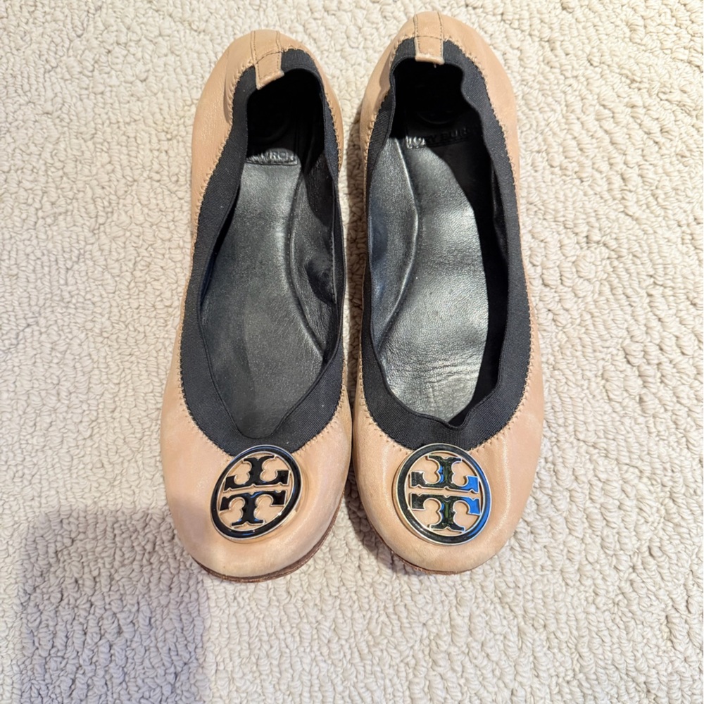 Tory Burch Black & Tan Ballet Flats - Picture 2 of 4